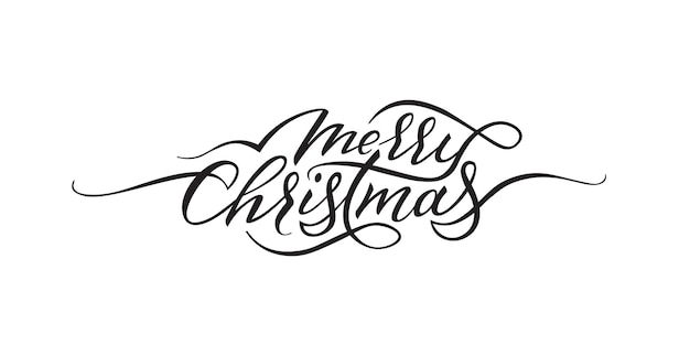 Vector handwritten calligraphic lettering Merry Christmas for greeting cards invitations