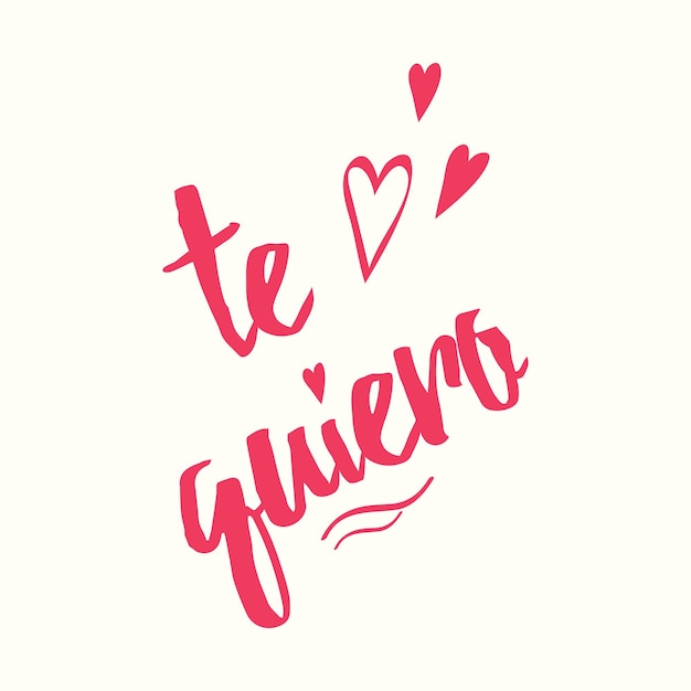 Vector handwritten romantic calligraphy diagonal banner in spanish te quiero