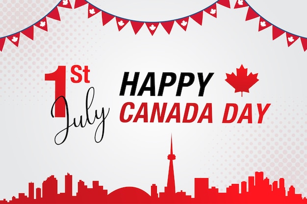 Vector vector happy canada day city and flags background