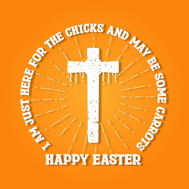 Vector vector happy easter text typography yellow background with christian cross white lines