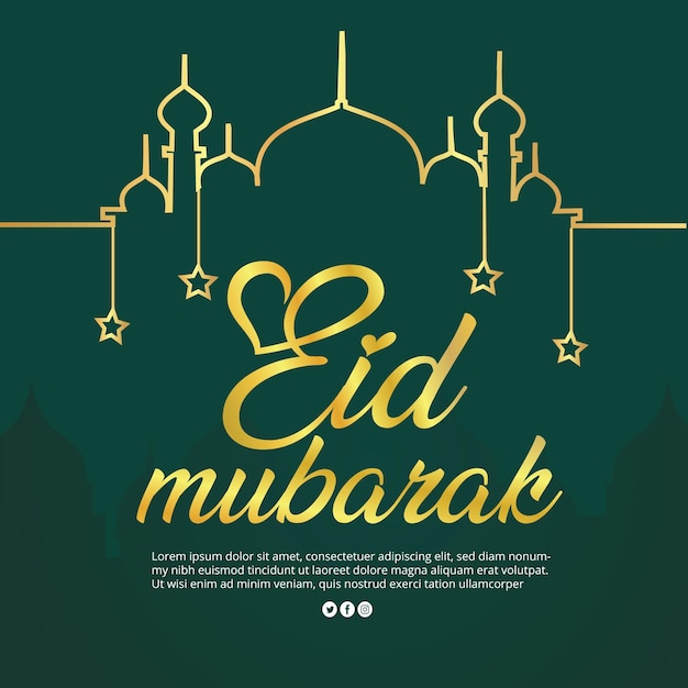 Vector Happy Eid Mubarak design with Islamic background for social media post and editable text