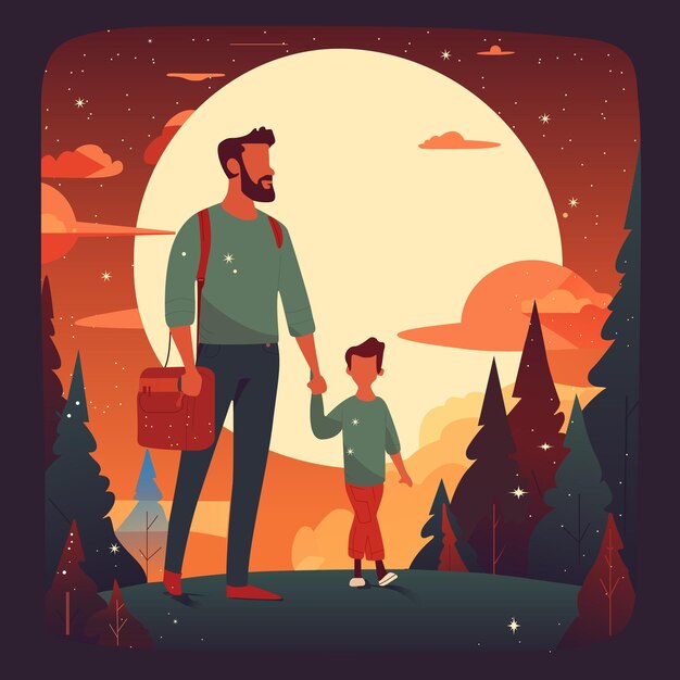 Vector vector happy father's day poster with a mountain beautiful entire colors background