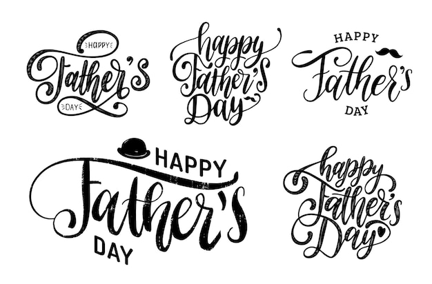 Vector Happy Fathers Day calligraphic inscriptions set for greeting card, festive poster etc. 