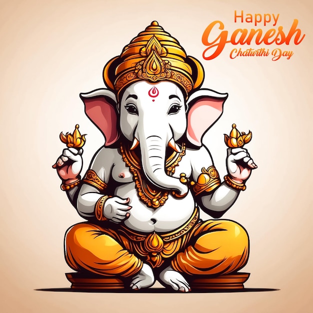 Vector happy ganesh chaturthi illustration social media template