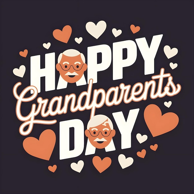 Vector Happy grandparents day card logo poster