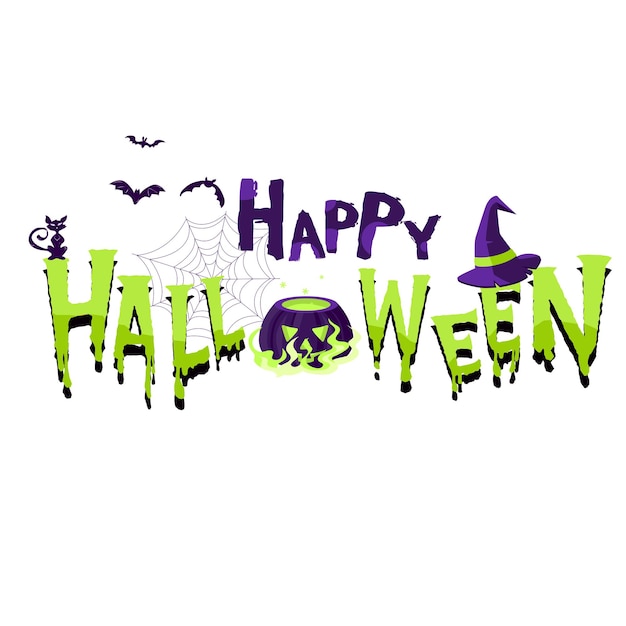 vector happy halloween lettering