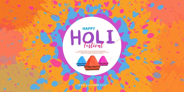 Vector happy holi festival splatter Background design with gulal