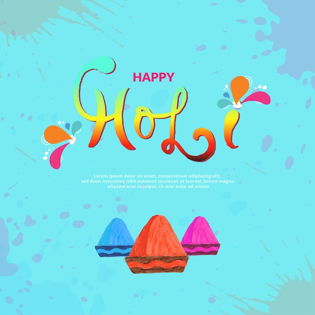 Vector happy holi post watercolor splatter background new design