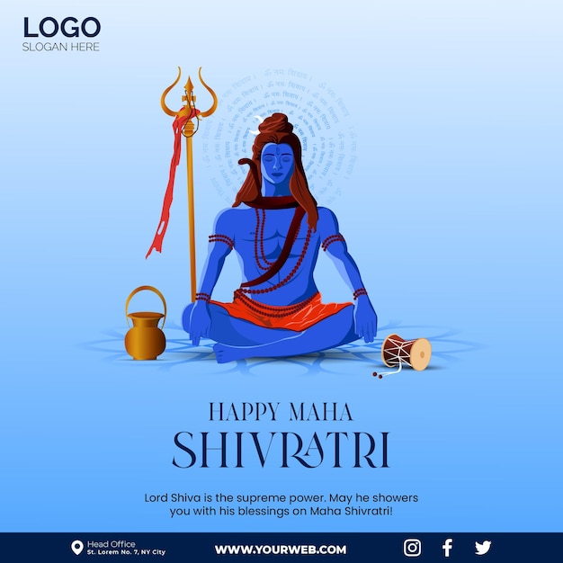 Vector vector happy maha shivratri indian religious festival background