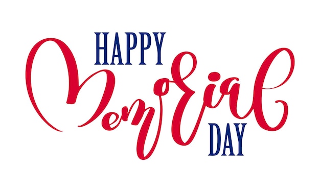 Vector Happy Memorial Day card Calligraphy text in heart National american holiday illustration Festive poster