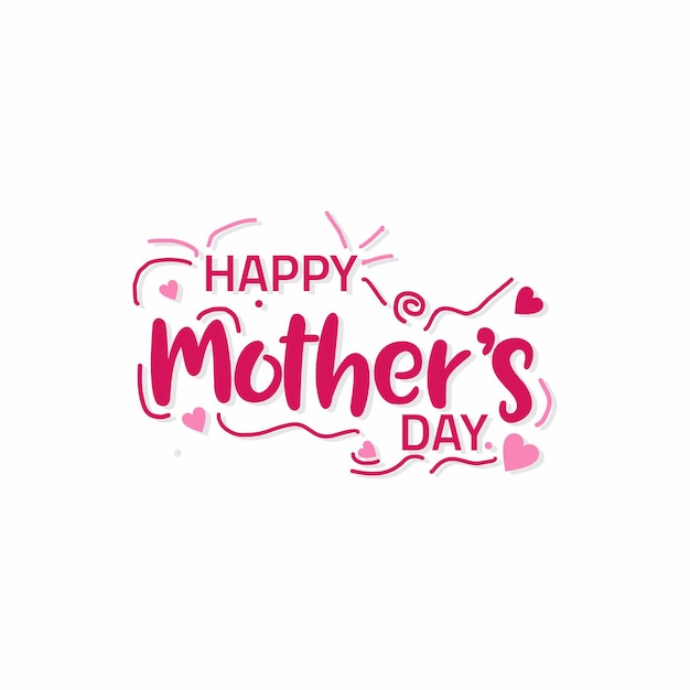 Vector happy mothers day pink color hand lettering template design beautiful typography design