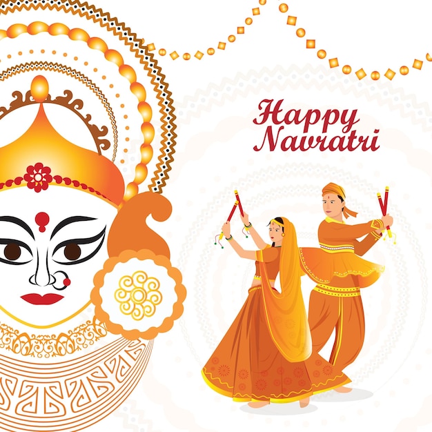 vector happy Navratri festival creatives dandiya garba dance couple