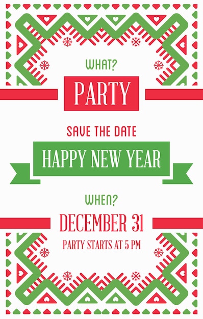 Vector Happy New Year or Merry Christmas theme Save the Date Invitation to the Party