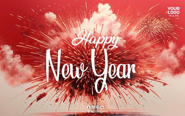 Vector Happy New Year social media post design