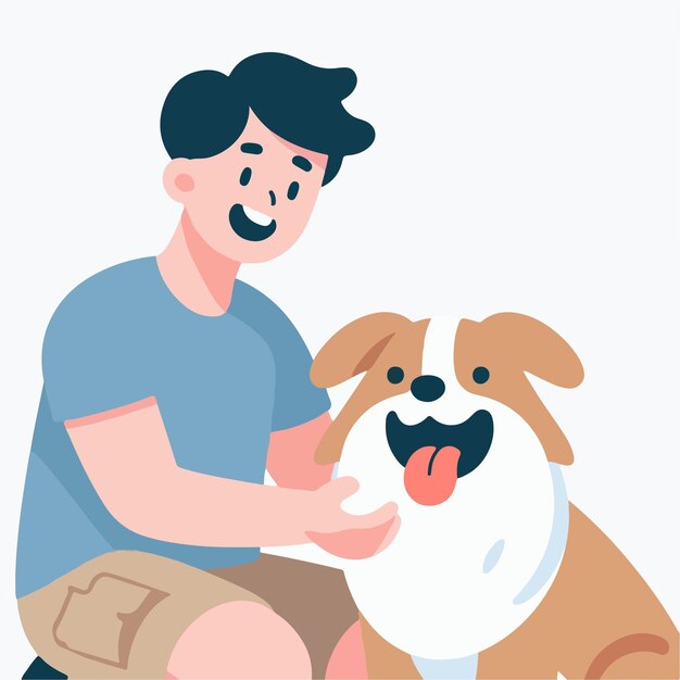 Vector vector of happy people with dogs in flat design style