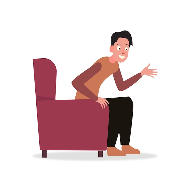 Vector of happy person character sitting on a chair