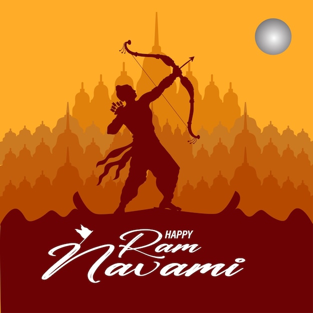 Vector happy ram navami indian hindu festival social media post design