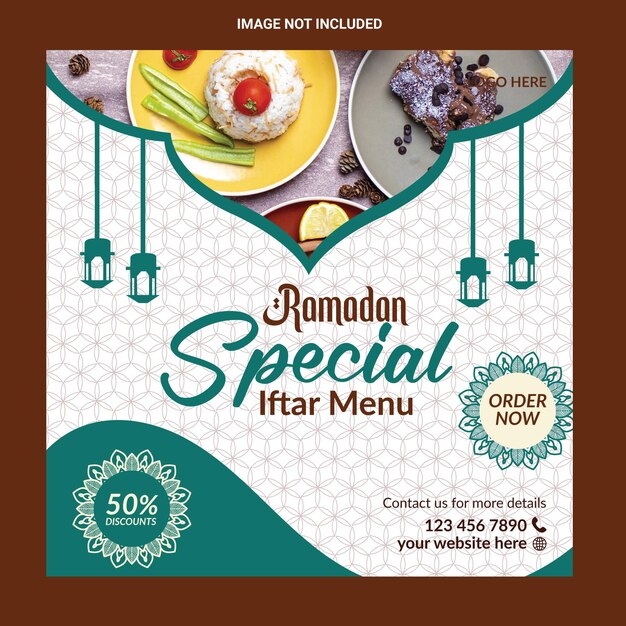 Vector vector happy ramadan sale special food menu social media post template