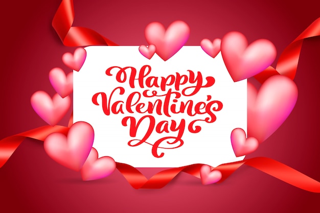 Vector Happy Valentines Day Card With Heart.