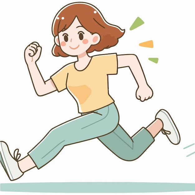 vector of a happy woman running