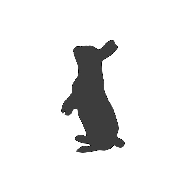 Vector Hare silhouette isolated on white. Black Rabbit on white background.