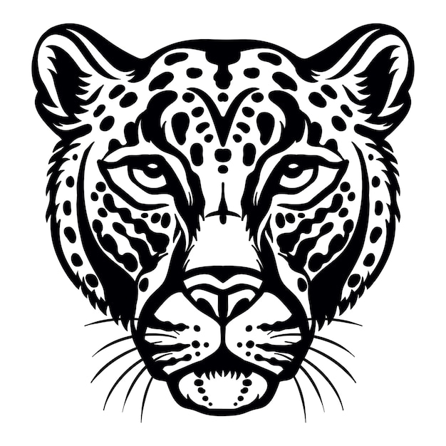 Vector head of mascot leopard head isolated on white