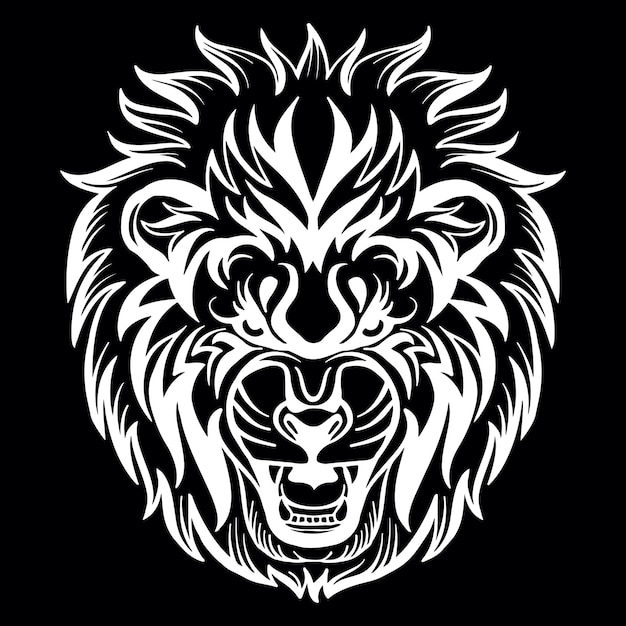 Vector head of mascot lion isolated on black