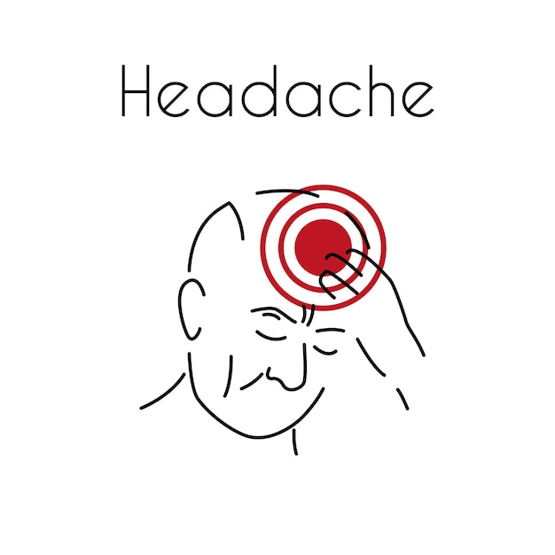 Vector vector headache linear icon of old man