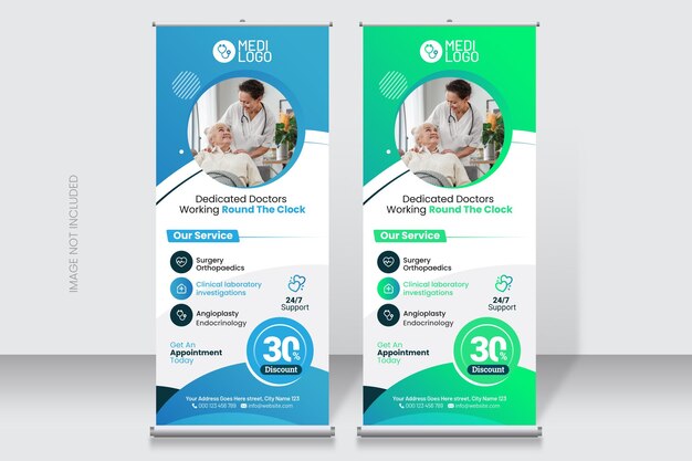 Vector Health Care Medical Roll Up Banner Template Design