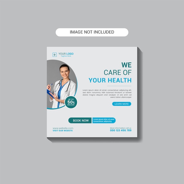 Vector healthcare consultant banner or social media post template