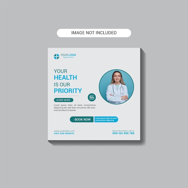 Vector healthcare consultant banner or social media post template