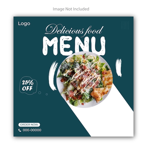 Vector healthy food square flyer template