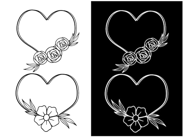 vector heart doodle line hand drawn