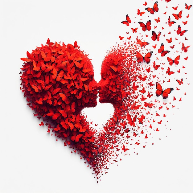 Vector vector a heart made of red flowers and butterflies