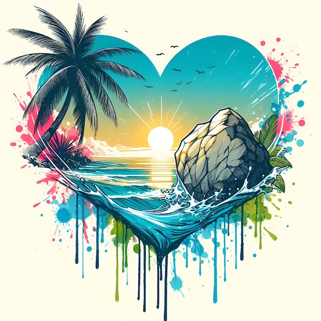 vector heart watercolor illustratoin