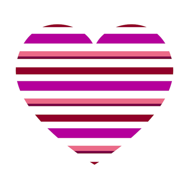 Vector heart with horizontal stripes pattern