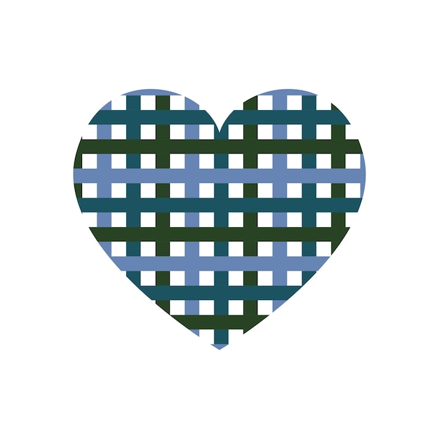 Vector heart with horizontal stripes pattern