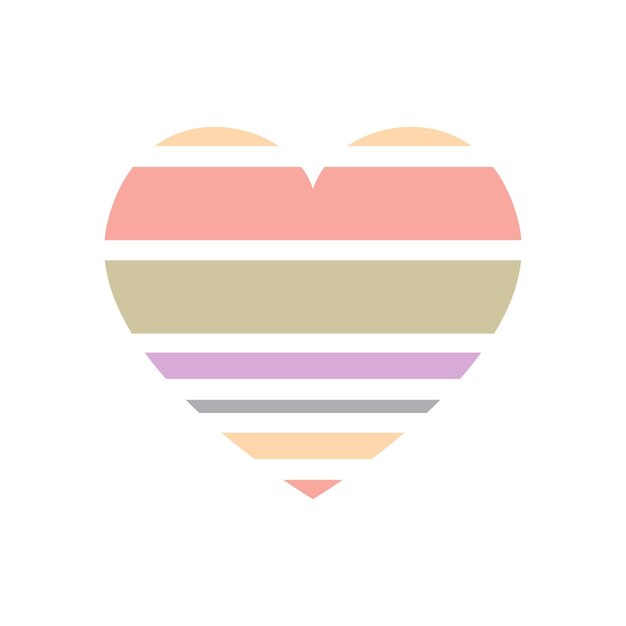 Vector heart with horizontal stripes pattern