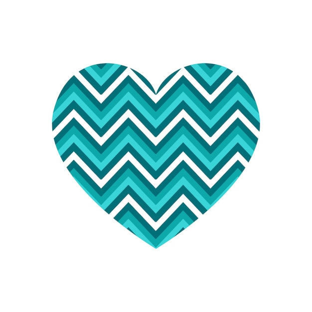 Vector heart with horizontal zigzag stripes pattern