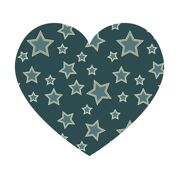 Vector heart with stars pattern