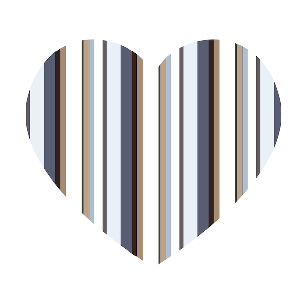 Vector heart with vertical stripes pattern