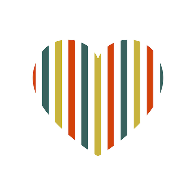 Vector heart with vertical stripes pattern