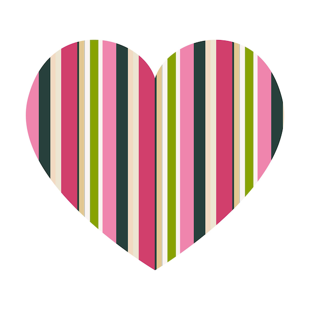 Vector vector heart with vertical stripes pattern