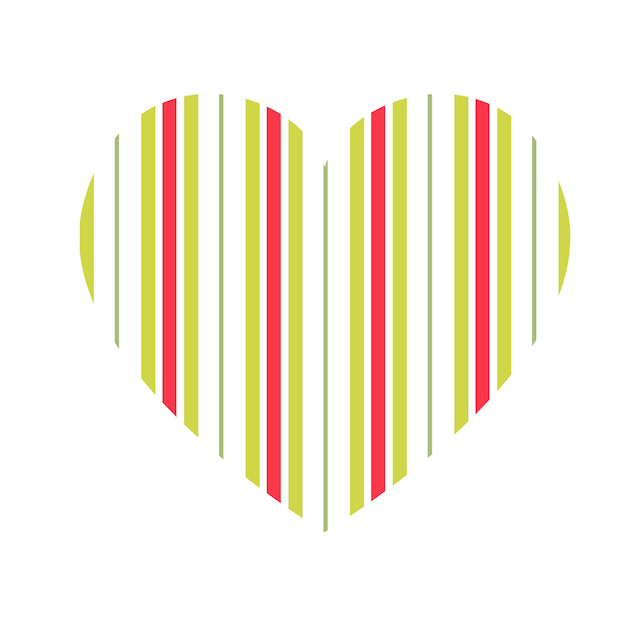 Vector heart with vertical stripes pattern