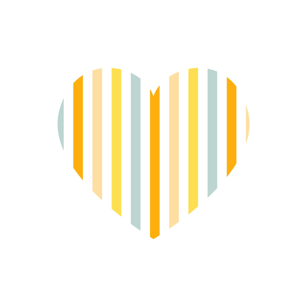 Vector heart with vertical stripes pattern