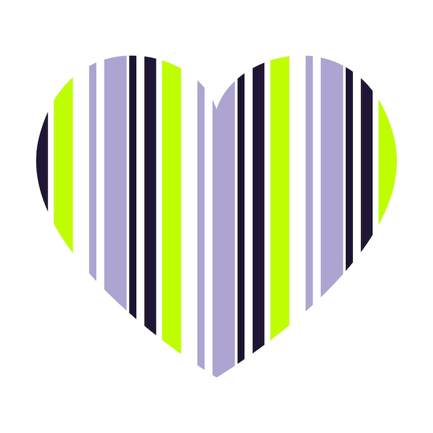 Vector heart with vertical stripes pattern