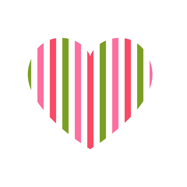 Vector vector heart with vertical stripes pattern