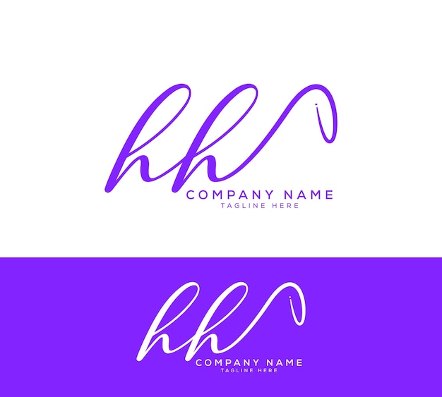 Vector hh initial letter handwriting and signature logo