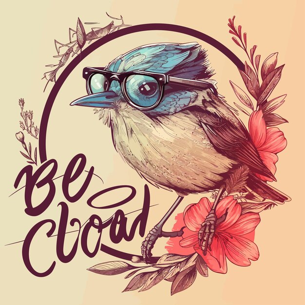 Vector vector_hipster_style_illustration_with_bird