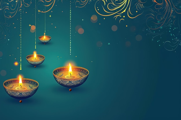 Vector vector holiday of diwali oil lamps